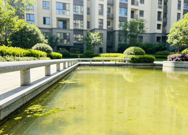 小区景观池水夏天浑浊长绿藻的净化处理设备